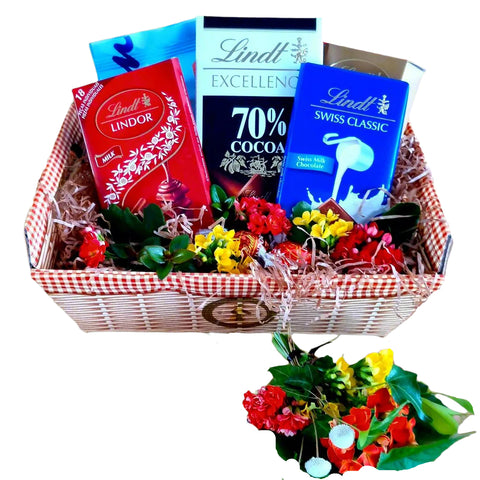 Cesta Chocolates Lindt e Flor