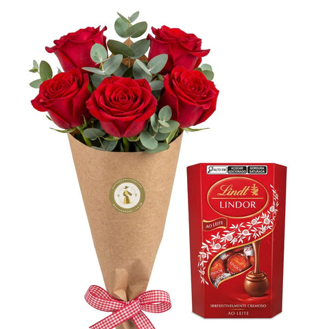 Buquê de 5 Rosas com Bombom Lindt