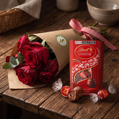 Buquê de 5 Rosas com Bombom Lindt