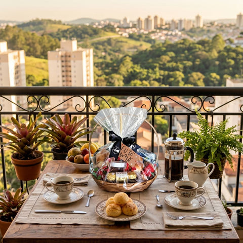 Cesta Romântica com Chocolates e Croissants