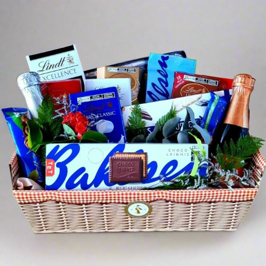 Cesta Chocolates Premium c/ Espumantes - Maria Madame Com. de Kits e Cestas
