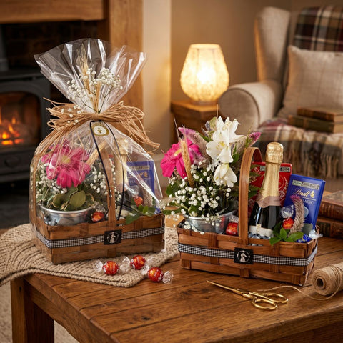 Cesta com Chocolates Lindt e Chandon