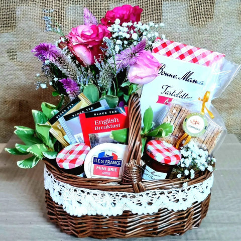 Cesta Chá da Tarde e Flores