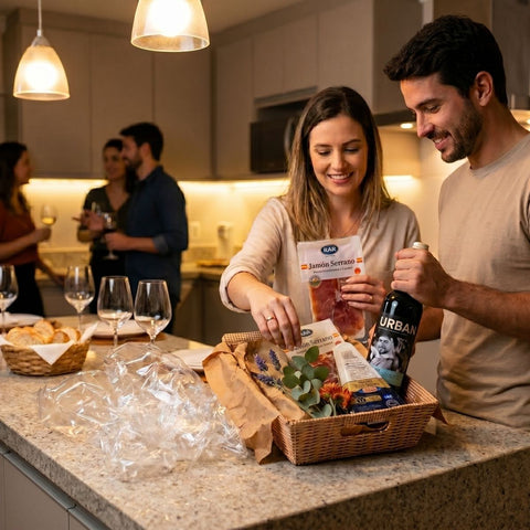 Cesta Vinho, Queijo e Frios Curados
