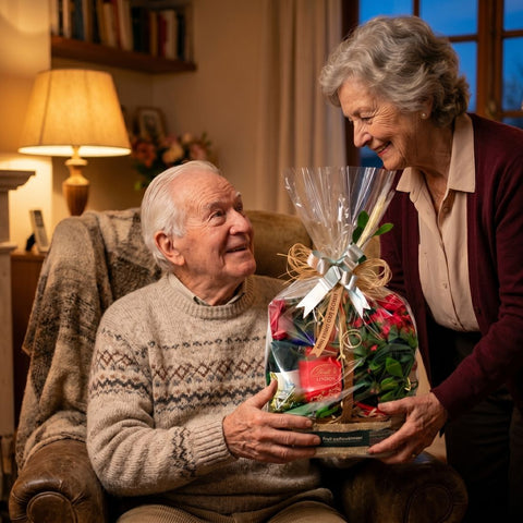 Cesta Vinho Tinto, Chocolates Lindt  e Flores