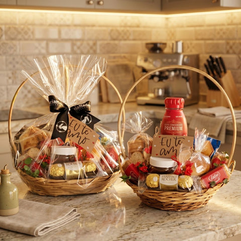Cesta Romântica com Chocolates e Croissants