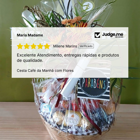 Cesta Café da Manhã com Flores