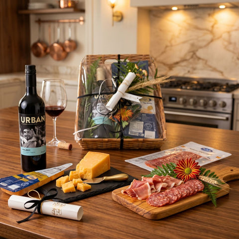 Cesta Vinho, Queijo e Frios Curados